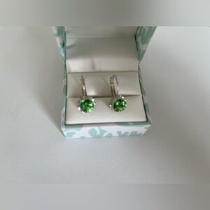Sterling silver green stone earrings